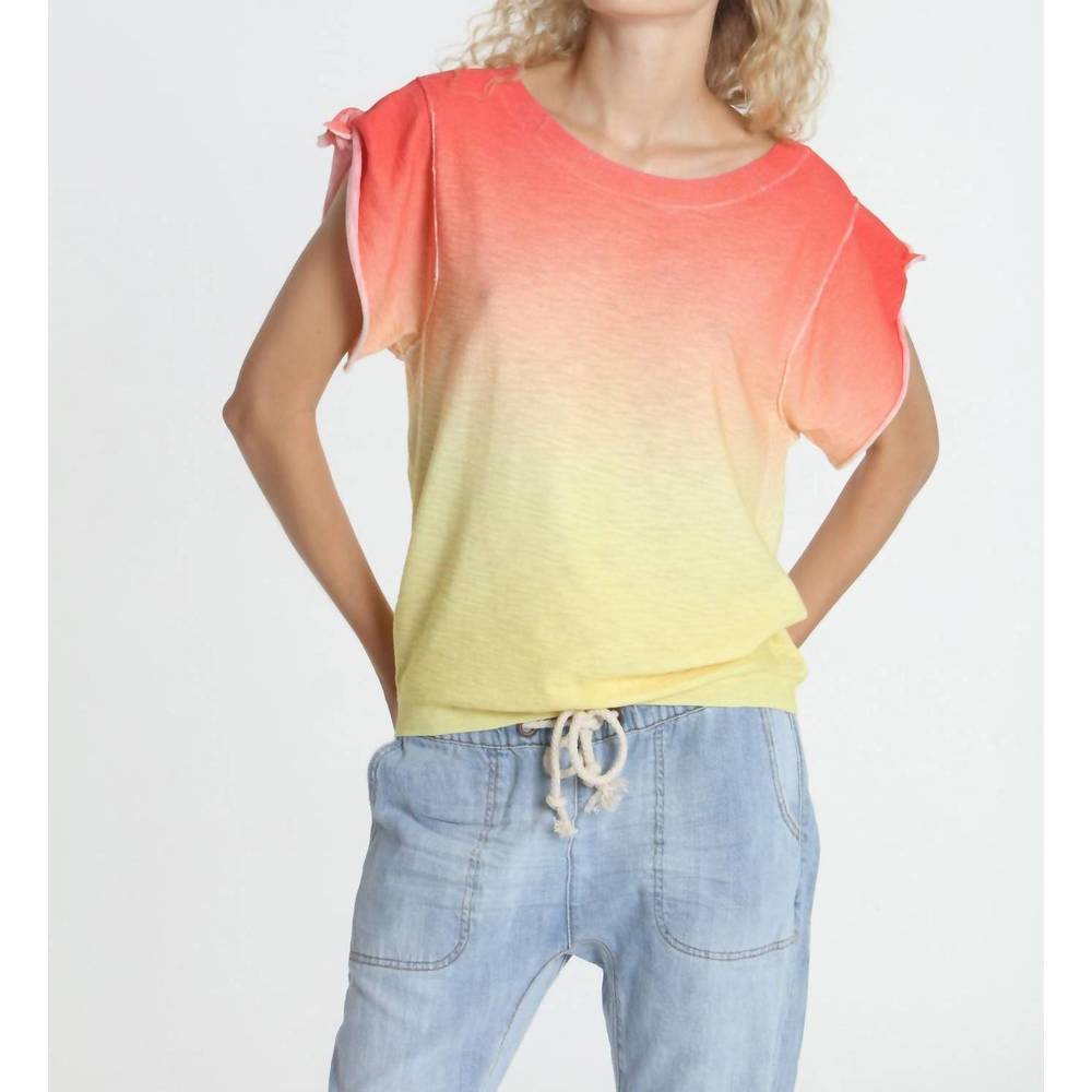 NEW LABEL+THREAD women's ombre tie tee in sunny